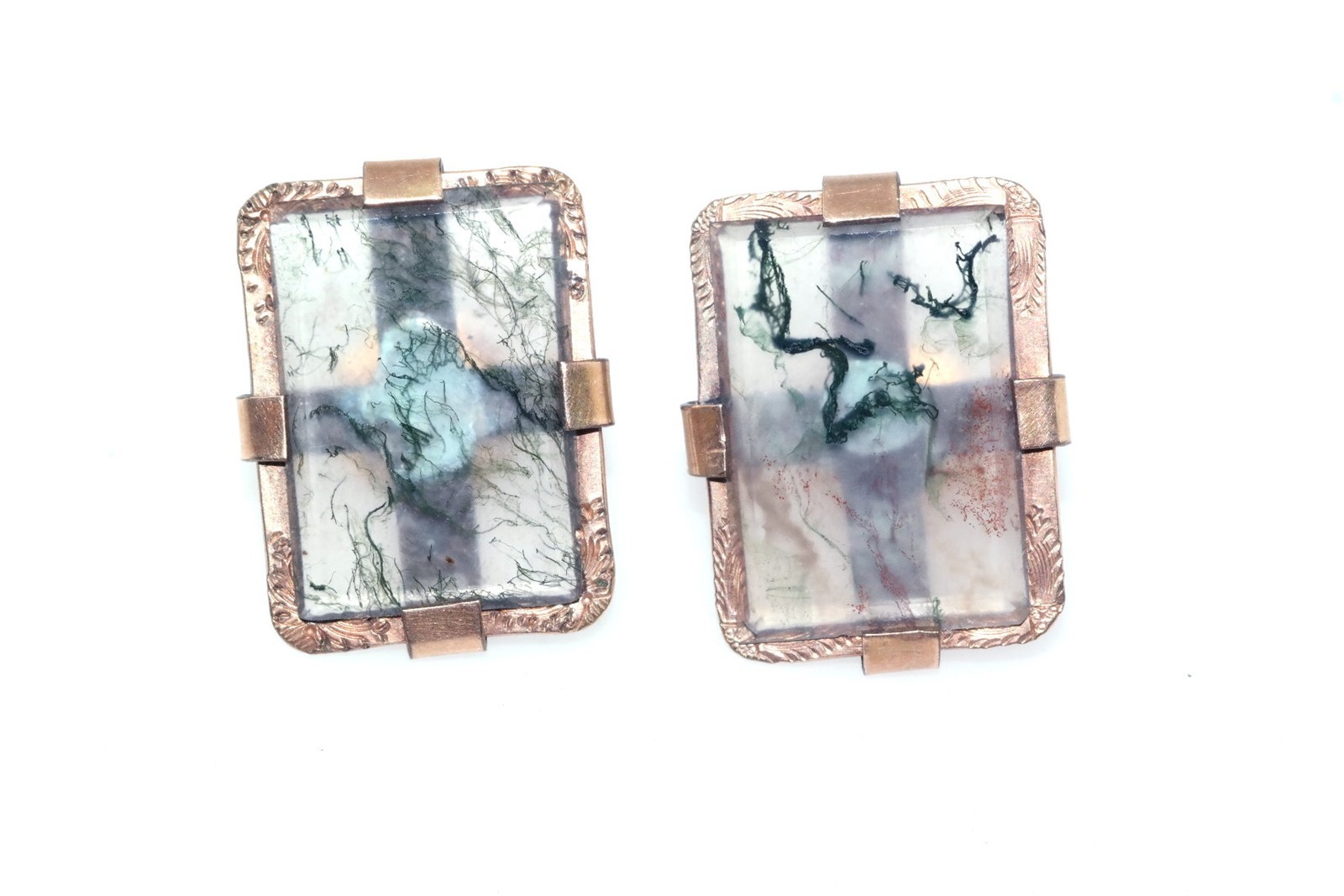 Antique Lace Agate Rectangular Gold Filled Earrin… - image 2