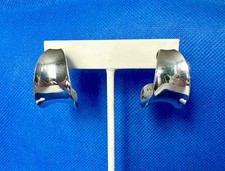 Mexico TC-61 Sterling Silver 925 Smooth Concave C-Hoop Post Earrings 16 Grams