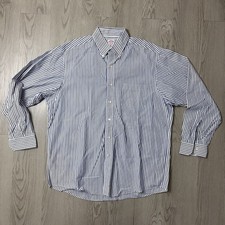 VTG Brooks Brothers Classic Fit Blue Stripe Dress Shirt Size 16.5-35 Preppy READ