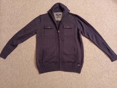 Herrenstrickjacke mit Reißverschluss, Größe M Dunkeblau Von Basefield