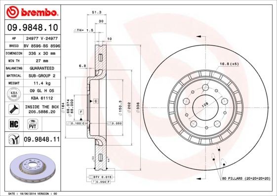 Disques de frein Brembo 09.9848.11 pour éliminer les sifflements et optimiser la sécurité