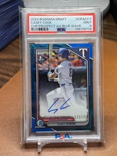 Casey Cook 2024 Bowman Draft #CPACCY Blue Wave Refractor RC auto 123/150 PSA 9