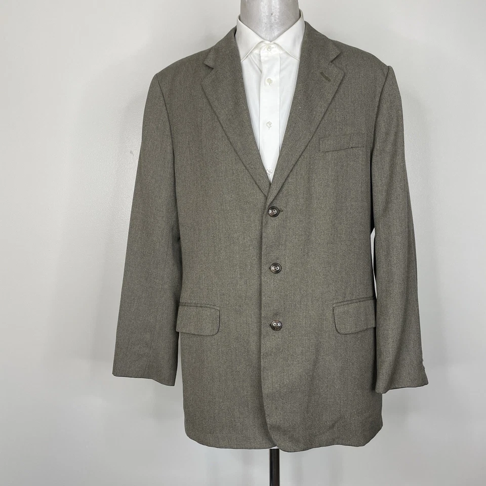 Abrigo Deportivo Claiborne Hombre 42L Marrón Verde Texturizado Poliéster Tres Botones Foto 2 de 4