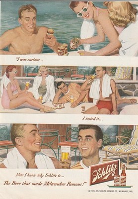 1949 Schlitz Beer Vintage Ad Print The Beer That Made Milwaukee Famous AD501
