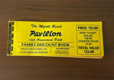 Vintage 1980s 90s Myrtle Beach Pavilion Ticket Booklet Magic Attic Partial Use