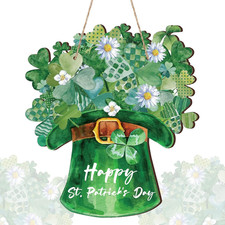 St. Patrick'S Day Decoration Sign Shamrock Door Hanging Decor Wreath Irish Shamr