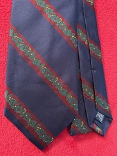 NWOT Paul Fredrick Holiday Christmas Navy Silk Tie w/ Holly Leaves Made in USA