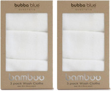 Bamboo Viscose/Cotton Baby Bath Face Towel Washers Super Soft 6 Pack White Unise