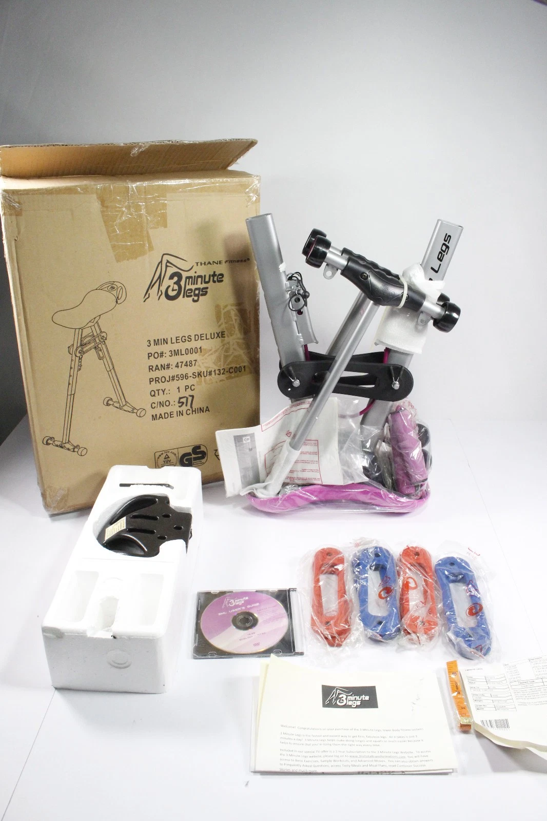 3 Minute Legs Deluxe Exercise Machine Thane Fitness w/ Bands Open Box