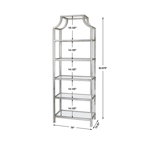Uttermost Aurelie 5-Shelf Transitional Metal and Glass Etagere in Gray - Picture 4 of 4