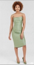 BHLDN by Anthropologie Moss Green Satin Dress – NWT – Size Medium