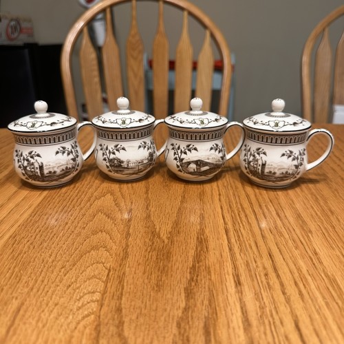 (4) Wedgwood Queens Ware Frog Service Ice Cup & Lid