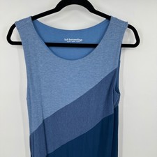 Soft Surroundings Colorblock Maxi Dress Blue Striped Ribbed Tank Sleeveless Med