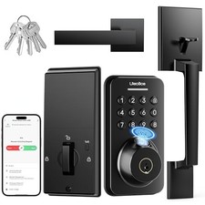 Fingerprint Keypad Deadbolt with Handle Set, Keyless Entry Door Matte Black