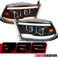Fit 2009-2018 Dodge Ram 1500 2500 3500 Black Projector Headlights LED Sequential