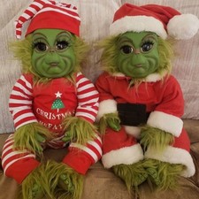 2025 Christmas Grinch Doll Baby Stuffed Plush Toy Xmas Kids Gift Home Decor AE