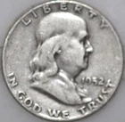 * 1952-S Franklin Half Dollar 90% Silver As Shown