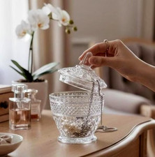 Vintage Pressed Anchor Hocking Wexford Glass Clear Sugar Bowl Trinket Dish with