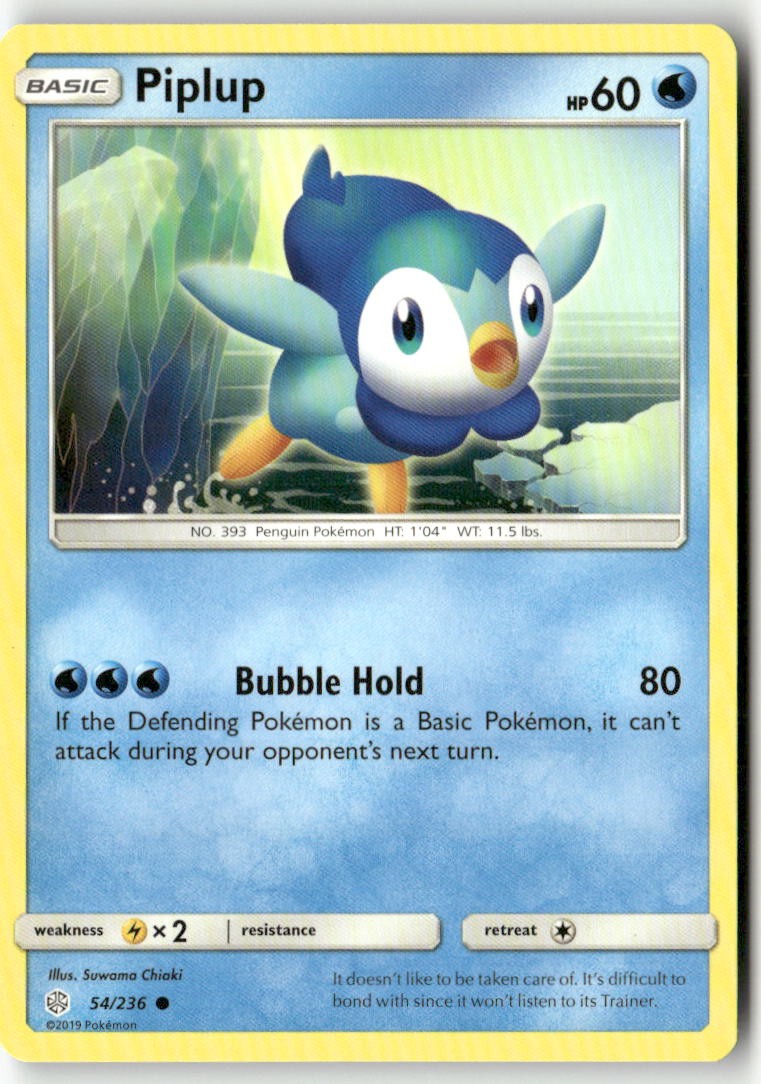 Piplup 54/236 Common Cosmic Eclipse Pokemon Lightly Played
