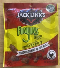 JACK LINK'S FUNYUNS ONION FLAVORED CHICKEN BITES TENDER 100% CHICKEN 2.65 OZ 75g