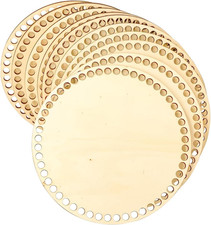 8-Inch Round Wooden Basket Bases for Crochet - 10 Pack Craft Supplies