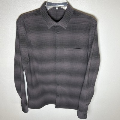 Lululemon Masons Peak Flannel Button Up Shirt Men s M Check Pattern Zip Pocket