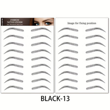 6D Imitation Ecological Black Brown Eyebrow Tattoo Sticker Waterproof Sweatproof