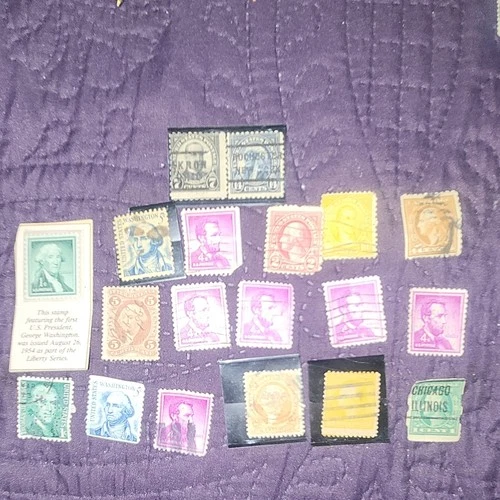 US Stamp Collection Historical Figures Multicolor Off Paper Handstamped 2-5 Cent