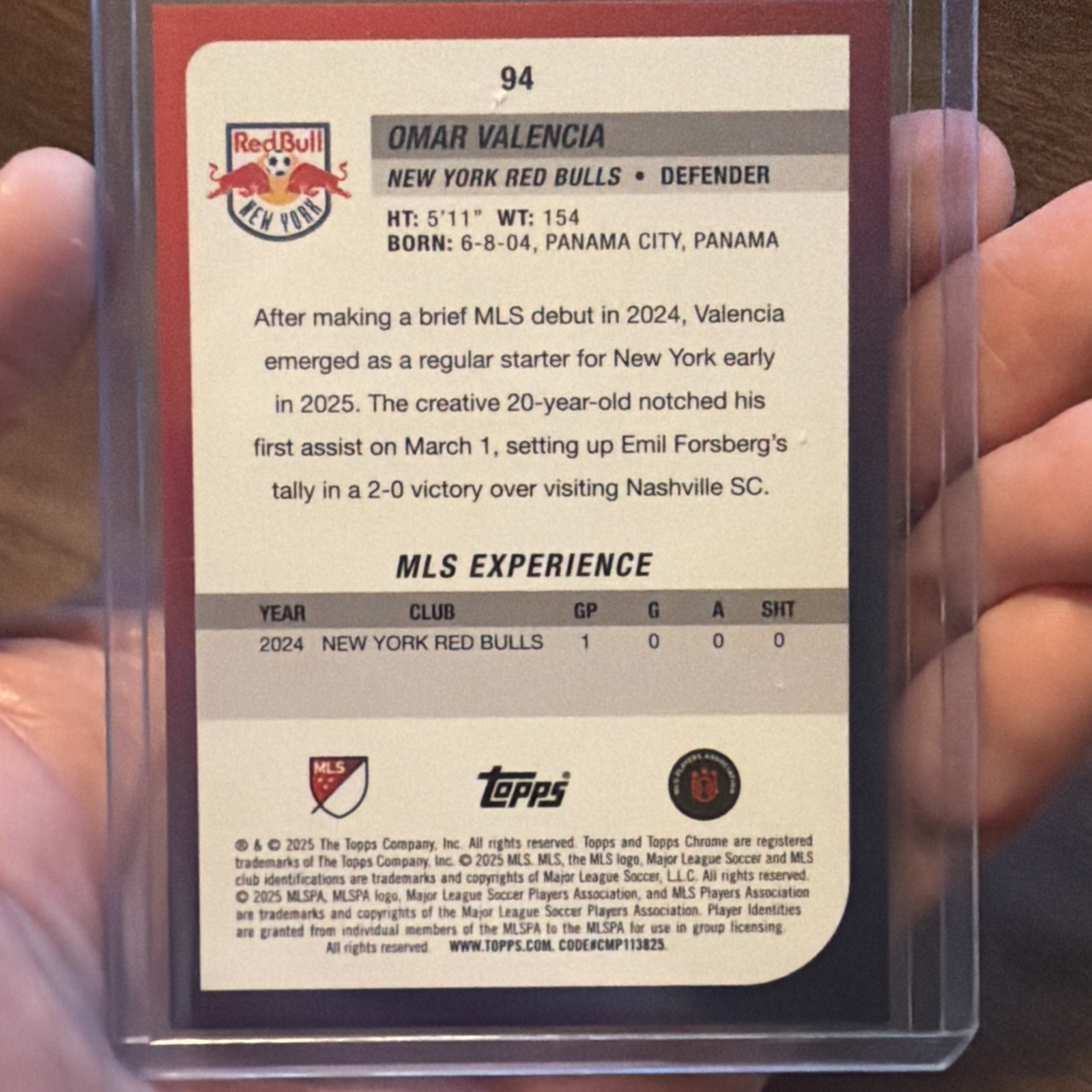 Omar Valencia 2025 Topps Chrome Sapphire MLS Gold Refractor #94 Rookie Card /50 view 2