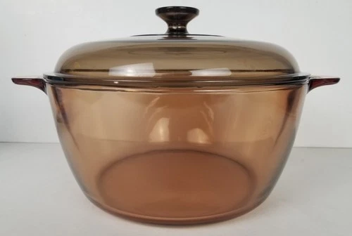 Vintage Visions Corning Ware Pyrex Amber 4.5L Glass Dutch Oven Stock Pot & Lid