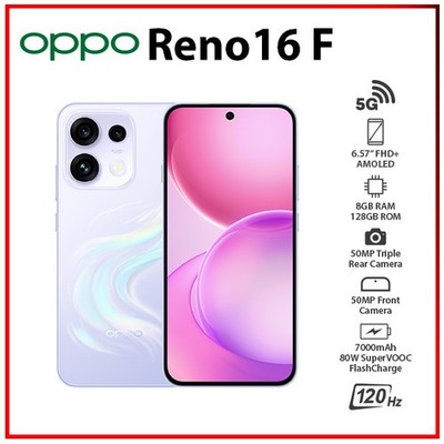 (New)OPPO Reno16 F 5G 8GB+128GB PURPLE Dual SIM Unlocked Android Cell Phone