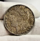 1890 US Morgan Silver Dollar $1 AU (Cleaned, Retoned)