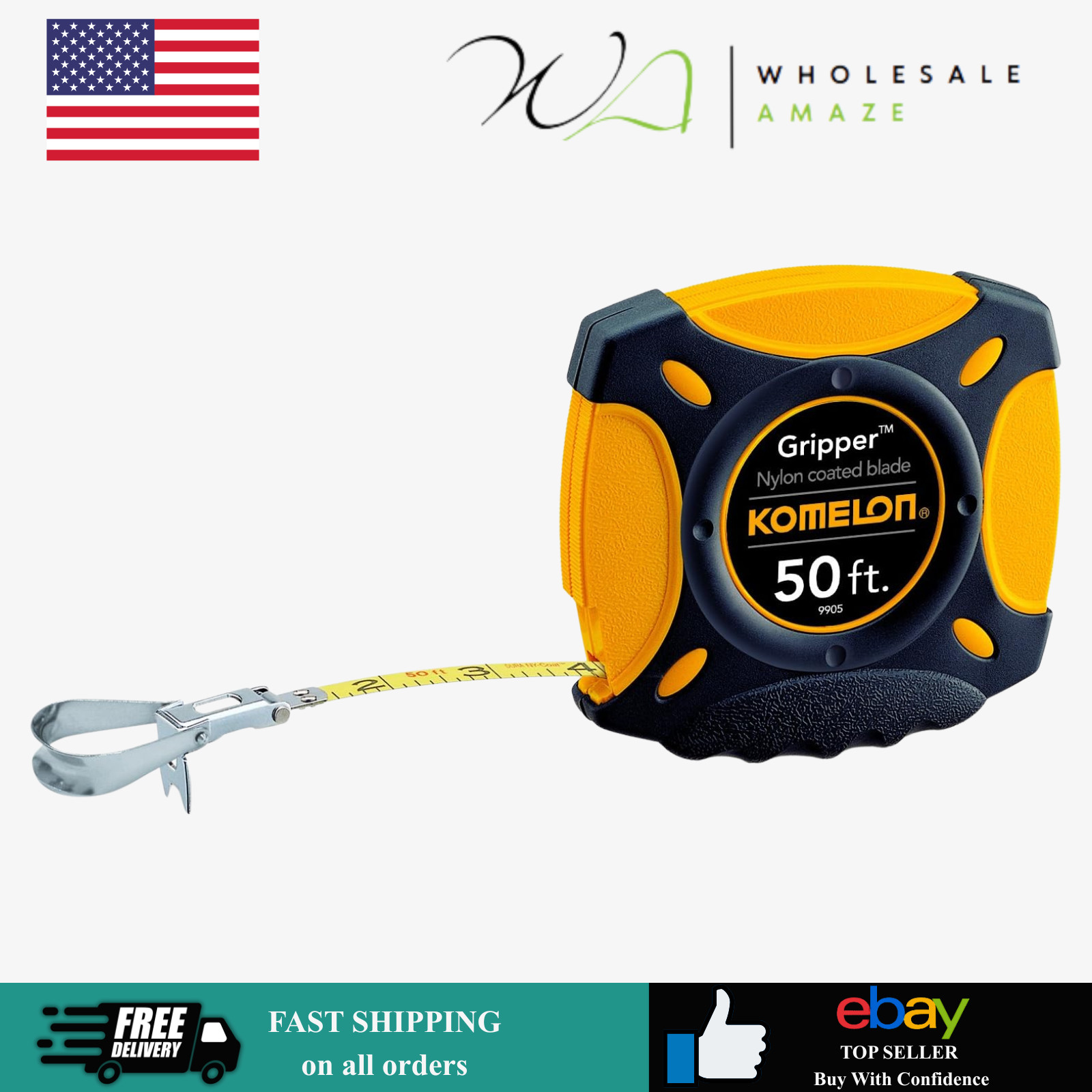 Komelon 9905 Gripper Closed Case Long Steel Tape Measure, Bl