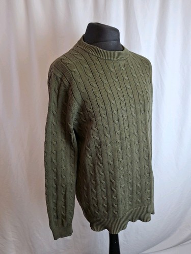 John Lewis Cable Knit Crew Neck Jumper Sweater Smart Casual 2XL Green A3072 - Picture 4 of 5