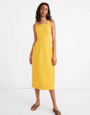 Madewell Yellow Square-Neck Midi Dress with Wide Straps Size 6