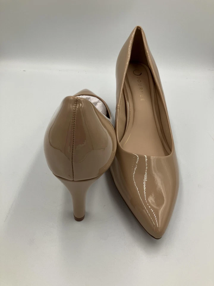 Zapatos de salón Journee Collection Scylee para mujer talla 12 charol desnudo punta puntiaguda Foto 3 de 4