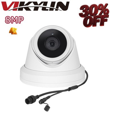 VIKYLIN Mini Turret POE IR 8MP Security CAMERA MIC Outdoor/Indoor Viewer Monitor
