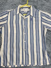 Vintage Mr California Shirt Mens Large Stripe 60s 70s Camp Button Up Loop Collar