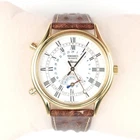 Vintage SEIKO Age of Discovery Quartz  Alarm 8M15-9009 Gold Tone Watch 34MM