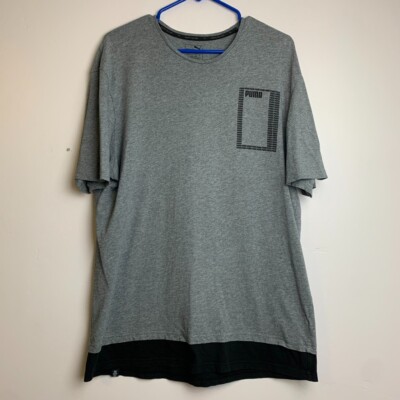Puma Gray & Black Summer Rebel Logo Short Sleeve Shirt Size Large