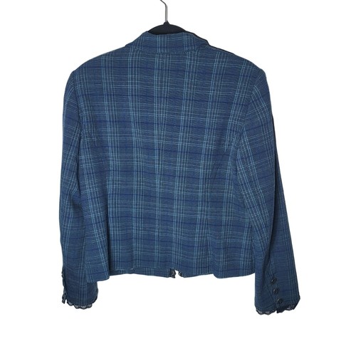 Blazer donna Sag Harbor a quadri con orlo in pizzo blu taglia 10 carriera ufficio attività - Foto 2 di 10