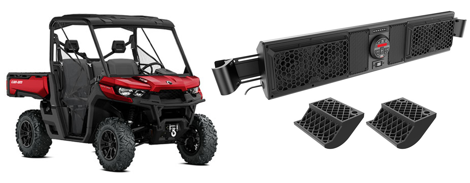 Морская звуковая панель Can-Am Defender с 4 динамиками и Bluetooth для профильных камер 74290₽