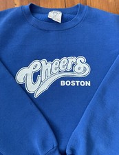 Vintage 90s CHEERS Boston Tourist Blue Crew Neck Sweatshirt (Large) Made In USA