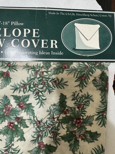 2 Christmas Pillow Cover Fits 16"-18" Envelope New USA Holly Berry Vintage Decor - Picture 4 of 6