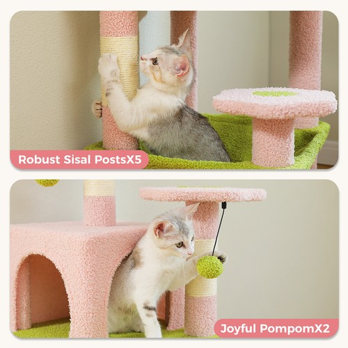 PETEPELA Cat Tree Scratching Post Cat Tower Scratcher Wood Condo House Bed Toys - Picture 101 of 104