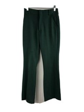 Vintage 70  Green Poly Pants Bells Womens 26  Waist