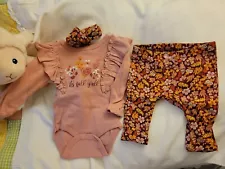 Catherine Malandrino 3 Piece Fall/Floral Baby Girl Outfit 0-3 Months