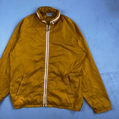 Pacific Trail 70s Vintage Yello Hooded Men Size S Mid Length Windbreaker  Jacket - Main Image
