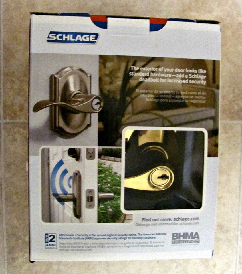 Alarma incorporada de entrada con llave de latón SCHLAGE - TOTALMENTE NUEVA - CÁMARA FE51 V ACC 505 Foto 3 de 4