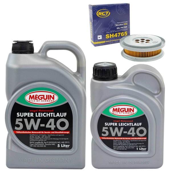 MotoröL Set 5W-40 Vollsynth Meguin 6 Liter + ÖLfilter FüR Mercedes C-Klasse Clk-image